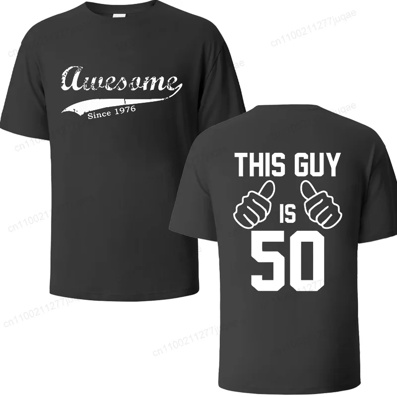 Unisex Casual Short Sleeve T-Shirt 'Awesome since 1976' Print Designer Tee Top for Men And Women WO01