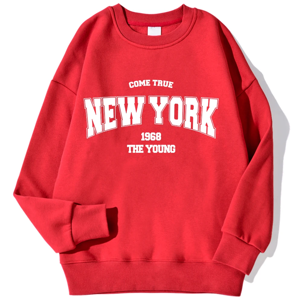 New York California Malibu Letter Sweatshirts Winter Women Casual Loose Hoodie Fleece Warm Crewneck Pullover Comfortable Clothes