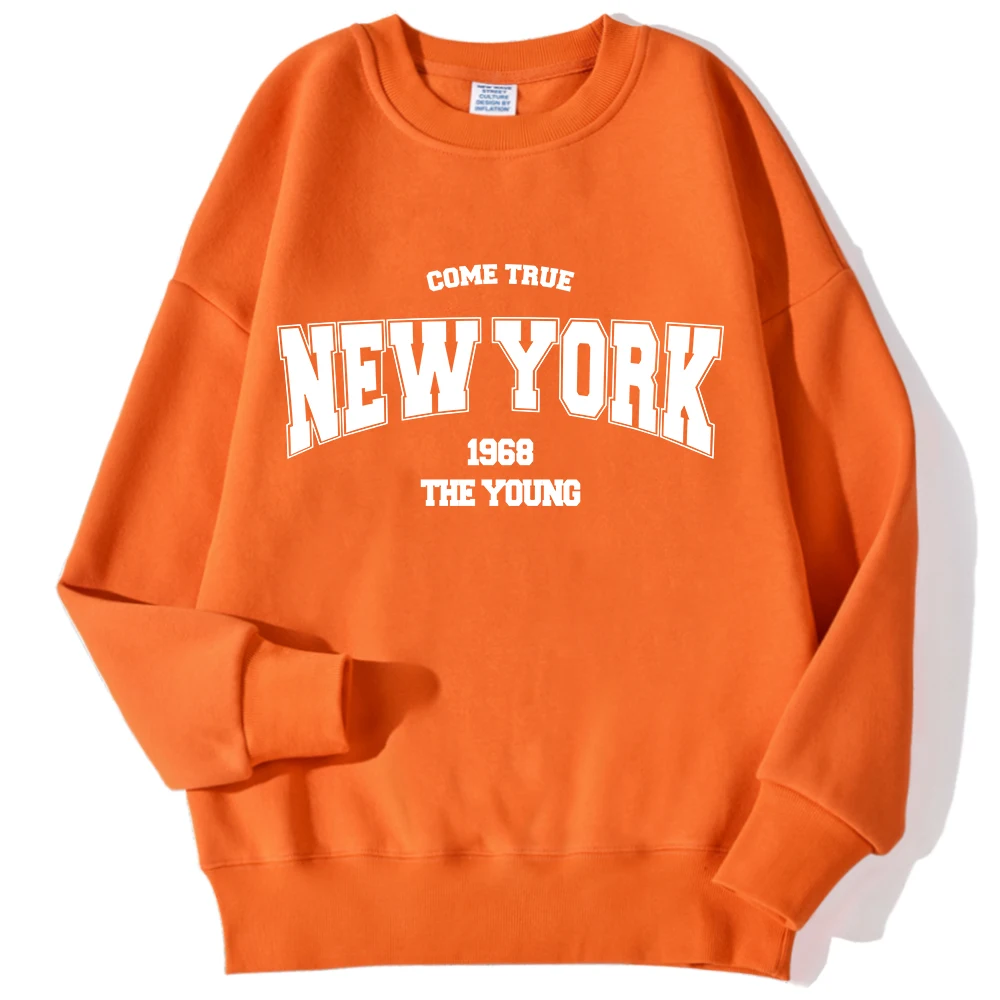 New York California Malibu Letter Sweatshirts Winter Women Casual Loose Hoodie Fleece Warm Crewneck Pullover Comfortable Clothes