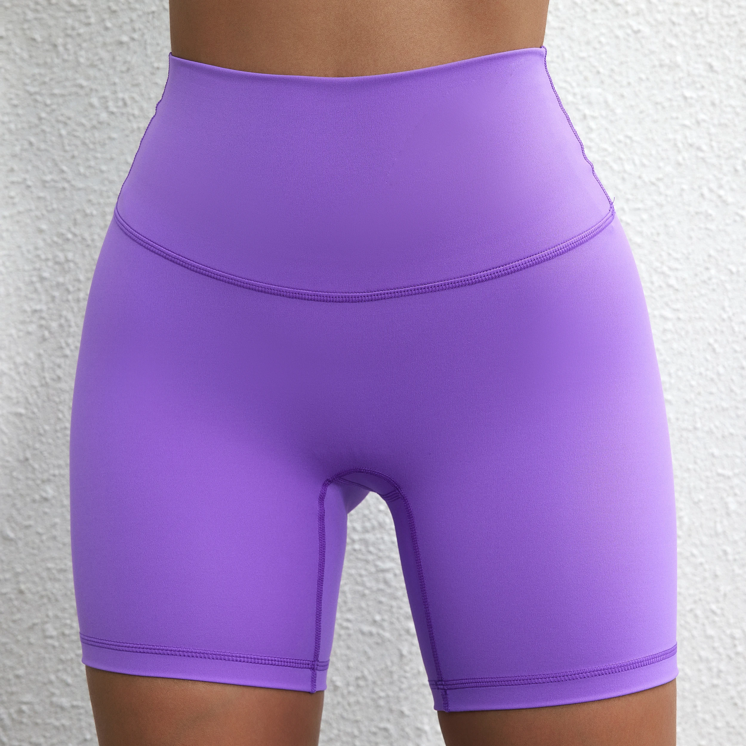Solid Color Women Fitness Sports Short High Waist Yoga Short Leg Cycling Comprehensive Training Jog Squat Proof Internal Pocket