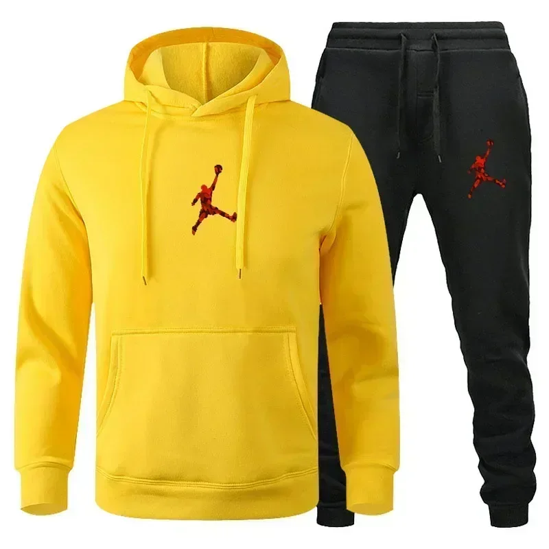 Jordan 2025 Spring Autumn Winter Fashion Men Women Hooded Sweatshirt+Pants Two-piece Set Daily Outdoor Casual Warm Sportswear