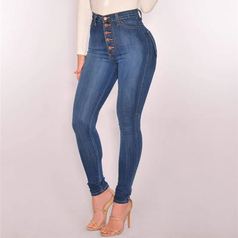 Jeans For Women High Waist Push Up Jeans High Elastic Stretch Ladies Mom Jeans Female Washed Denim Skinny Pencil Pants