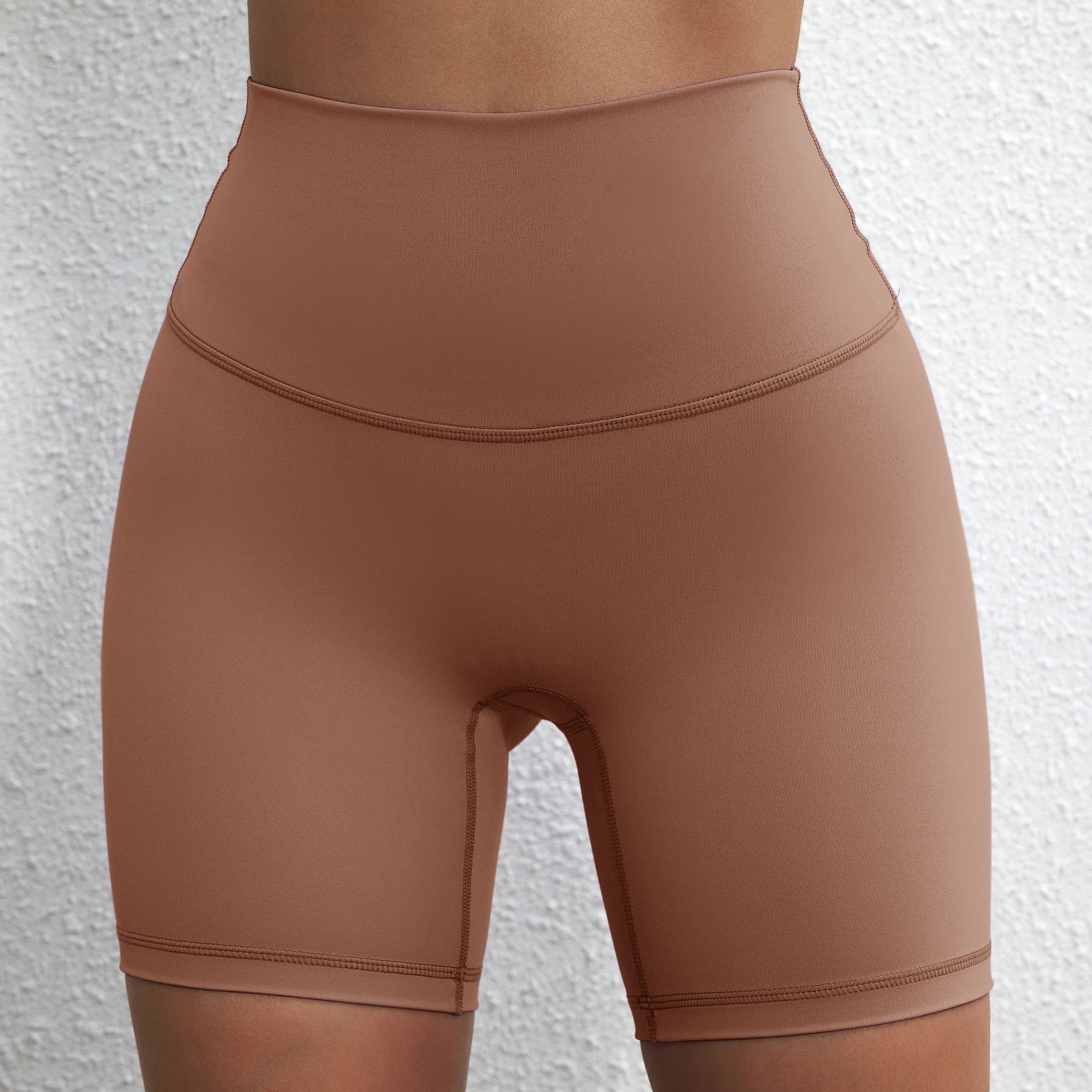 Solid Color Women Fitness Sports Short High Waist Yoga Short Leg Cycling Comprehensive Training Jog Squat Proof Internal Pocket