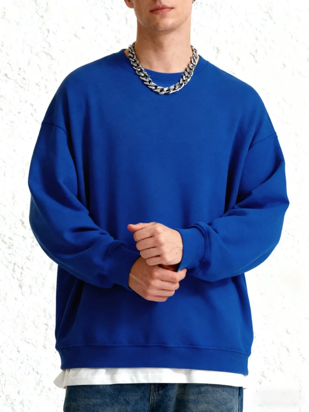 Men'S Solid Sweatshirts Autumn Winter Loose Fleece Soft Hoodies Basics Crewneck Warm Sportswears Street Casual Mens Clothes