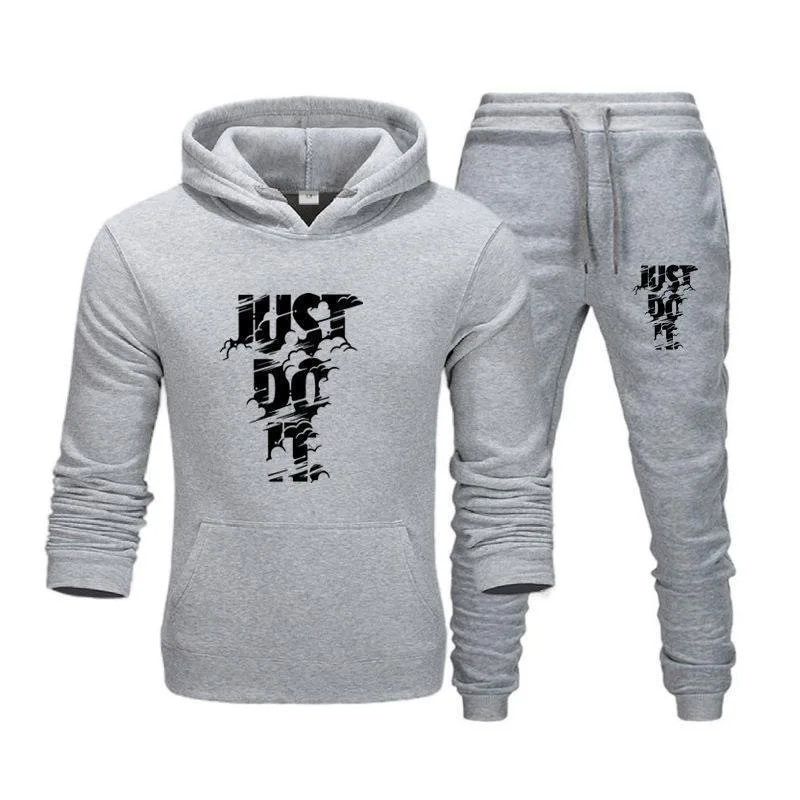 Men's fashion set daily casual hooded sweatshirt and comfortable sports pants