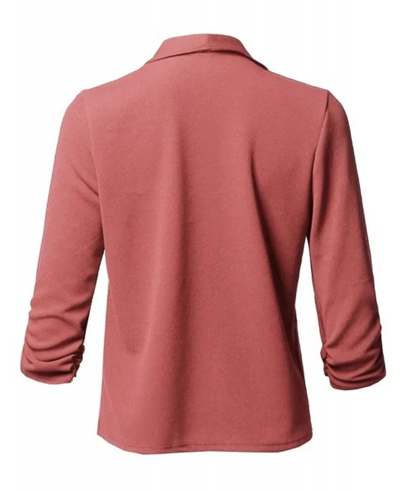 Women Black Thin Blazer Cardigan Coat 2025 Long Sleeve Female Blazers and Jackets Ruched Asymmetrical Casual Business Suit Lady