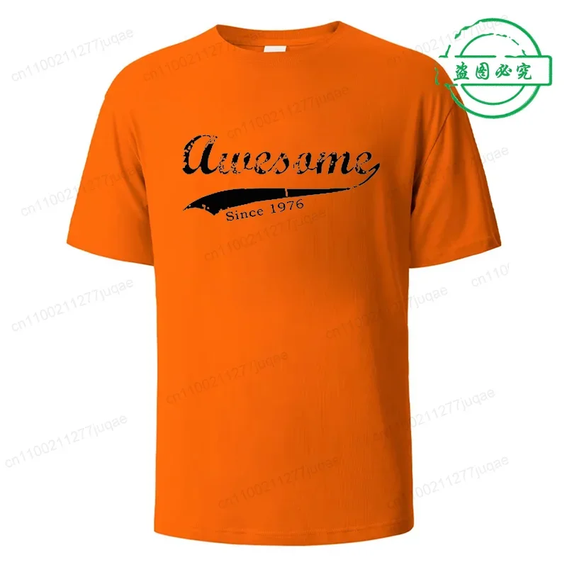Unisex Casual Short Sleeve T-Shirt 'Awesome since 1976' Print Designer Tee Top for Men And Women WO01
