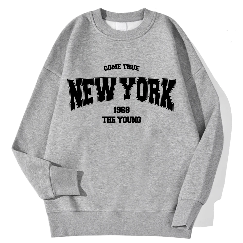 New York California Malibu Letter Sweatshirts Winter Women Casual Loose Hoodie Fleece Warm Crewneck Pullover Comfortable Clothes