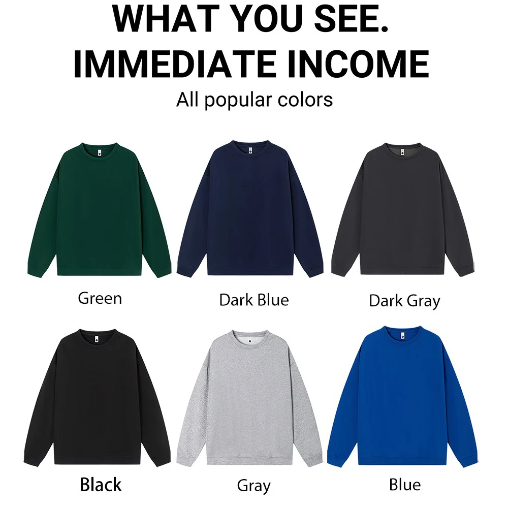 Men'S Solid Sweatshirts Autumn Winter Loose Fleece Soft Hoodies Basics Crewneck Warm Sportswears Street Casual Mens Clothes