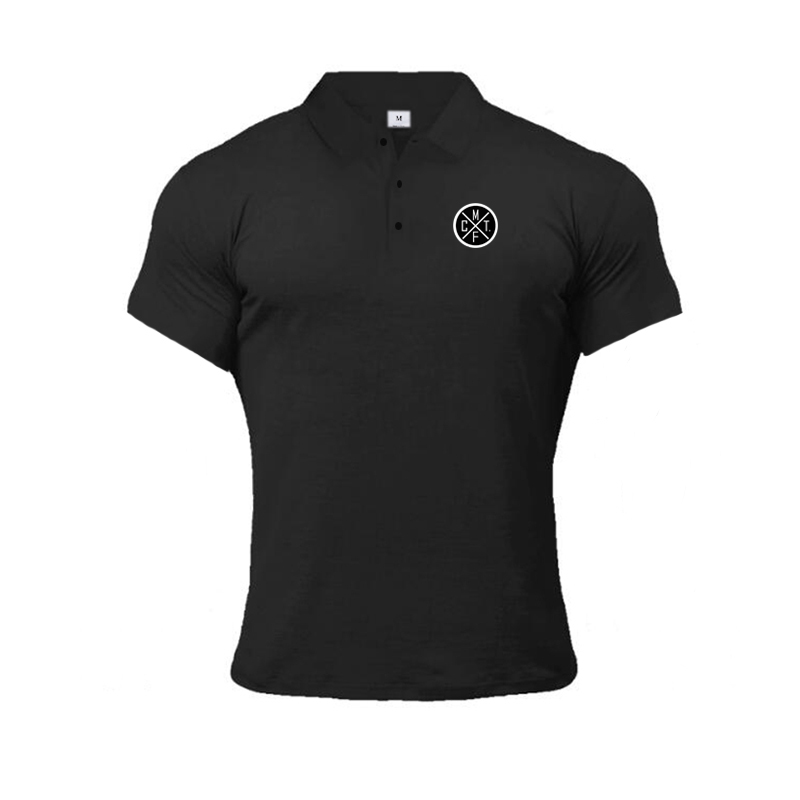 Running Short Sleeve Button Lapels Polo Shirts Men's Fitness Slim Fit Sports Cotton T Shirt Gym Bodybuilding Muscle Clothing