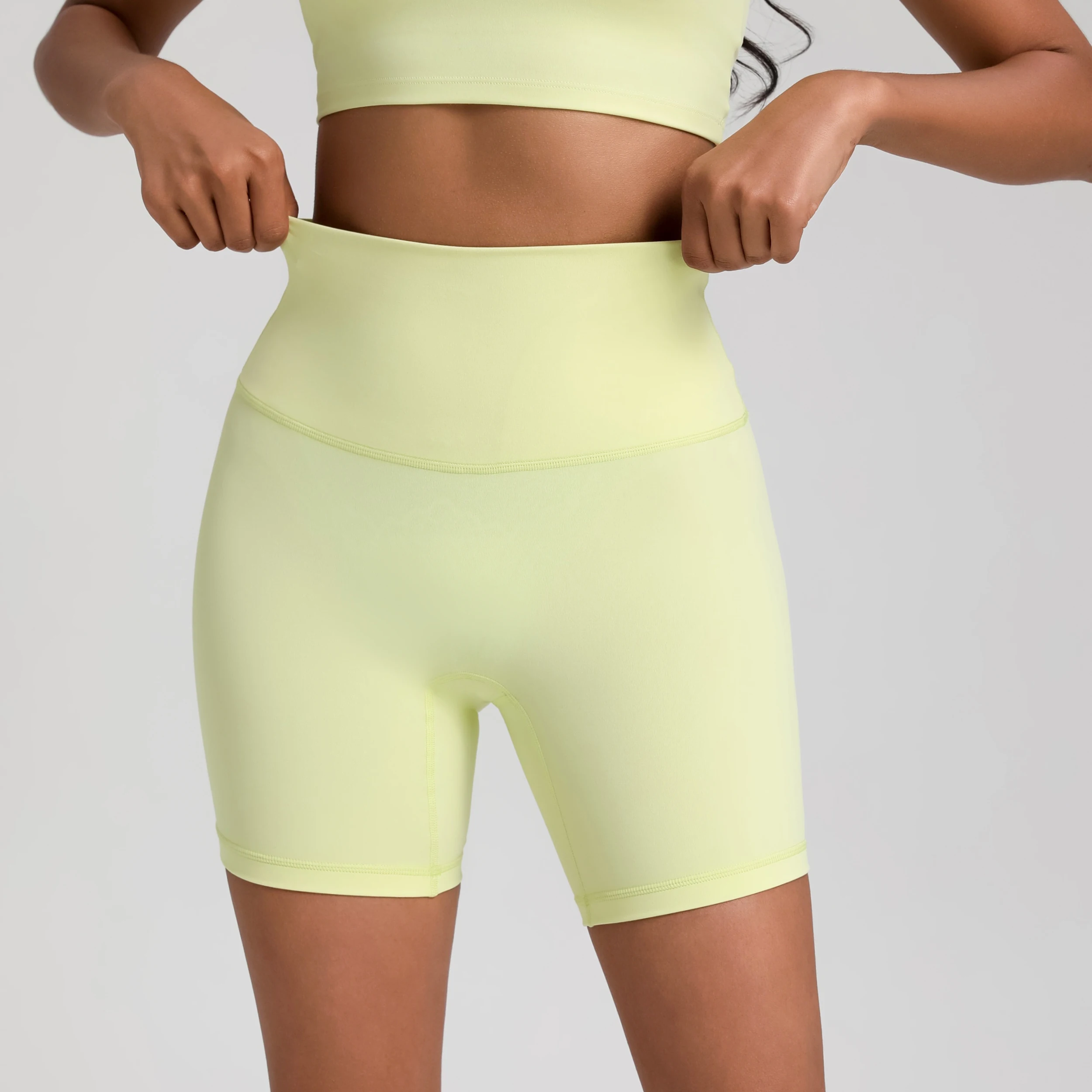 Solid Color Women Fitness Sports Short High Waist Yoga Short Leg Cycling Comprehensive Training Jog Squat Proof Internal Pocket