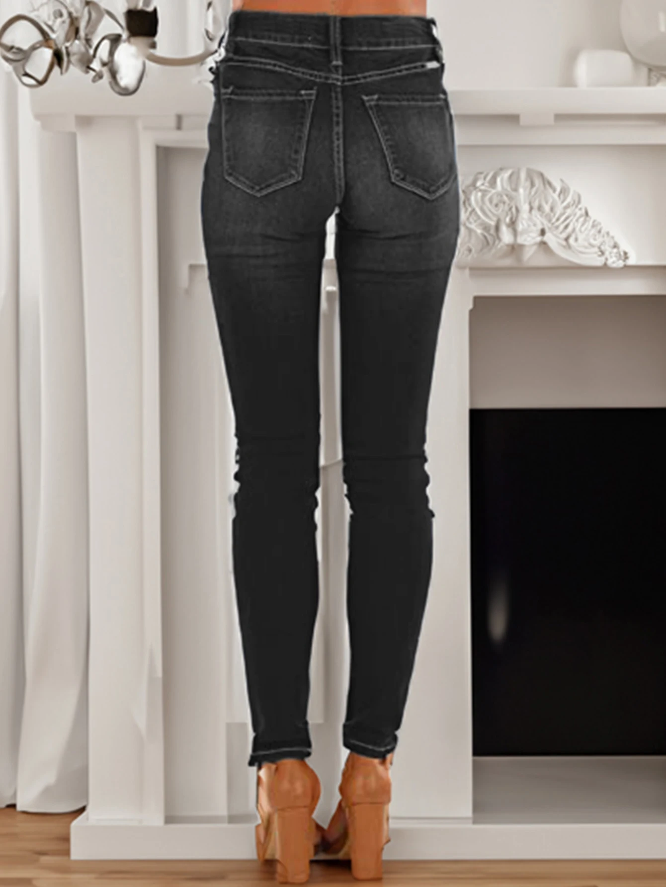 Women's high-elastic slim-fit jeans Spice Girls fashionable casual jeans