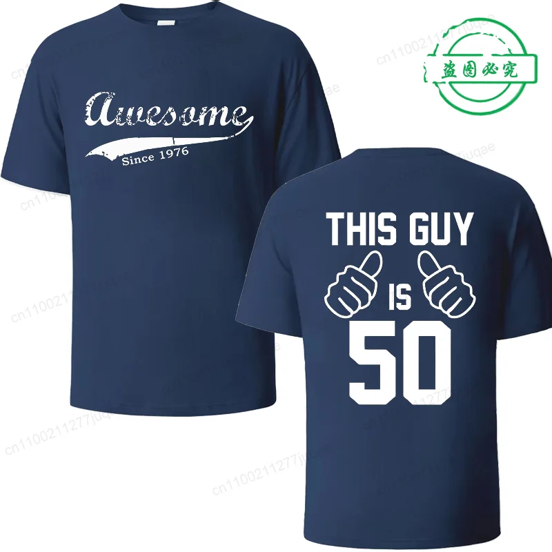 Unisex Casual Short Sleeve T-Shirt 'Awesome since 1976' Print Designer Tee Top for Men And Women WO01