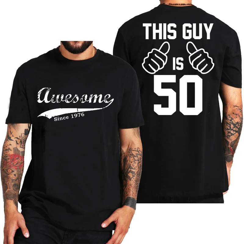 Unisex Casual Short Sleeve T-Shirt 'Awesome since 1976' Print Designer Tee Top for Men And Women WO01