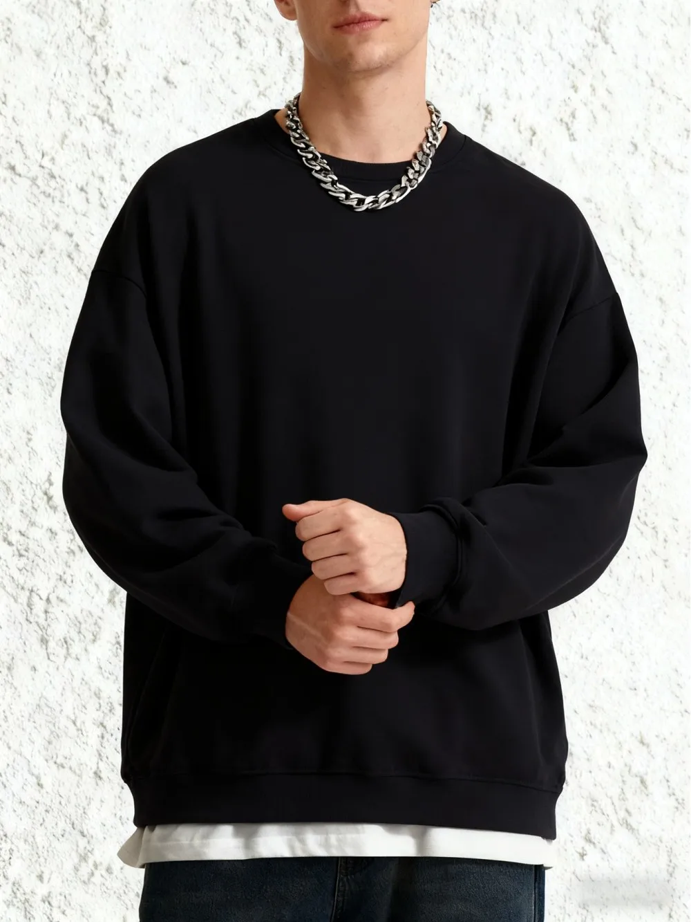 Men'S Solid Sweatshirts Autumn Winter Loose Fleece Soft Hoodies Basics Crewneck Warm Sportswears Street Casual Mens Clothes