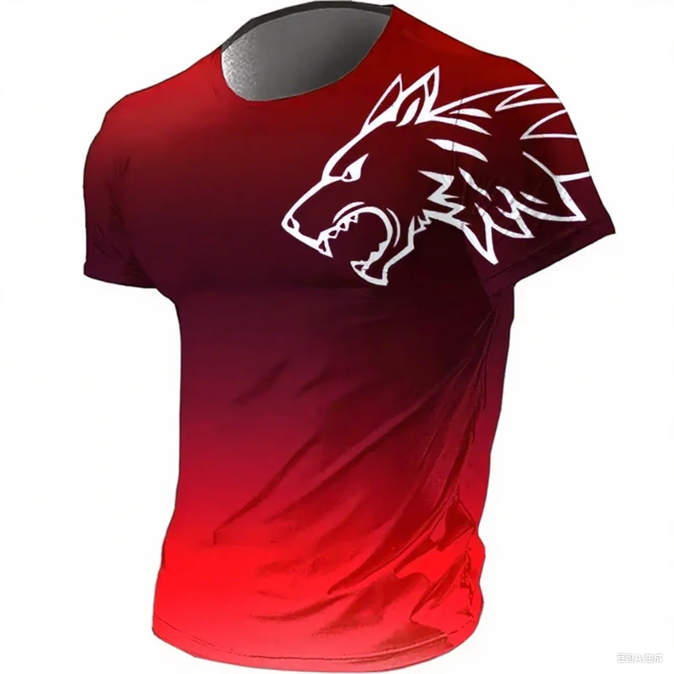 T-shirts for men fitness sportswear 2024 Summer Vintage Men's 3d Printed Quick-Drying Gradient T-shirt Animal Wolf Short Sleeve
