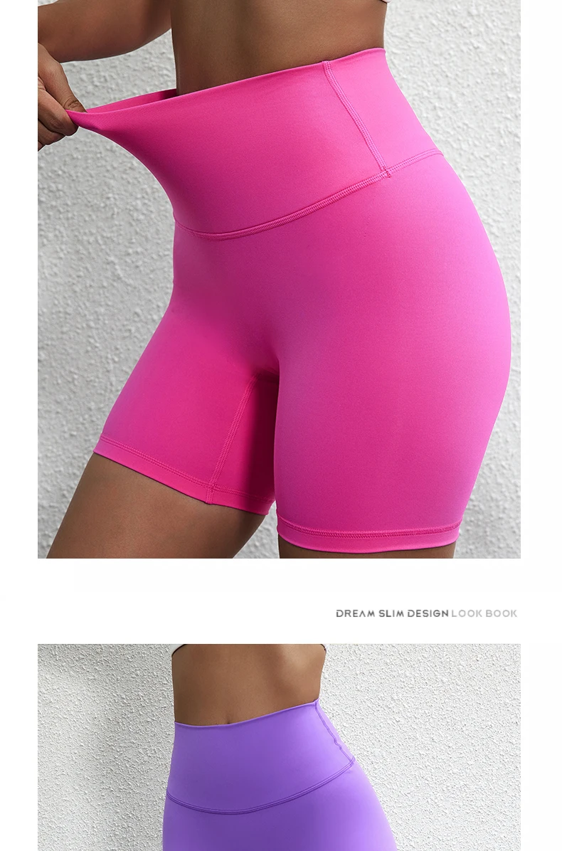 Solid Color Women Fitness Sports Short High Waist Yoga Short Leg Cycling Comprehensive Training Jog Squat Proof Internal Pocket