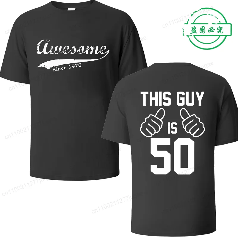Unisex Casual Short Sleeve T-Shirt 'Awesome since 1976' Print Designer Tee Top for Men And Women WO01