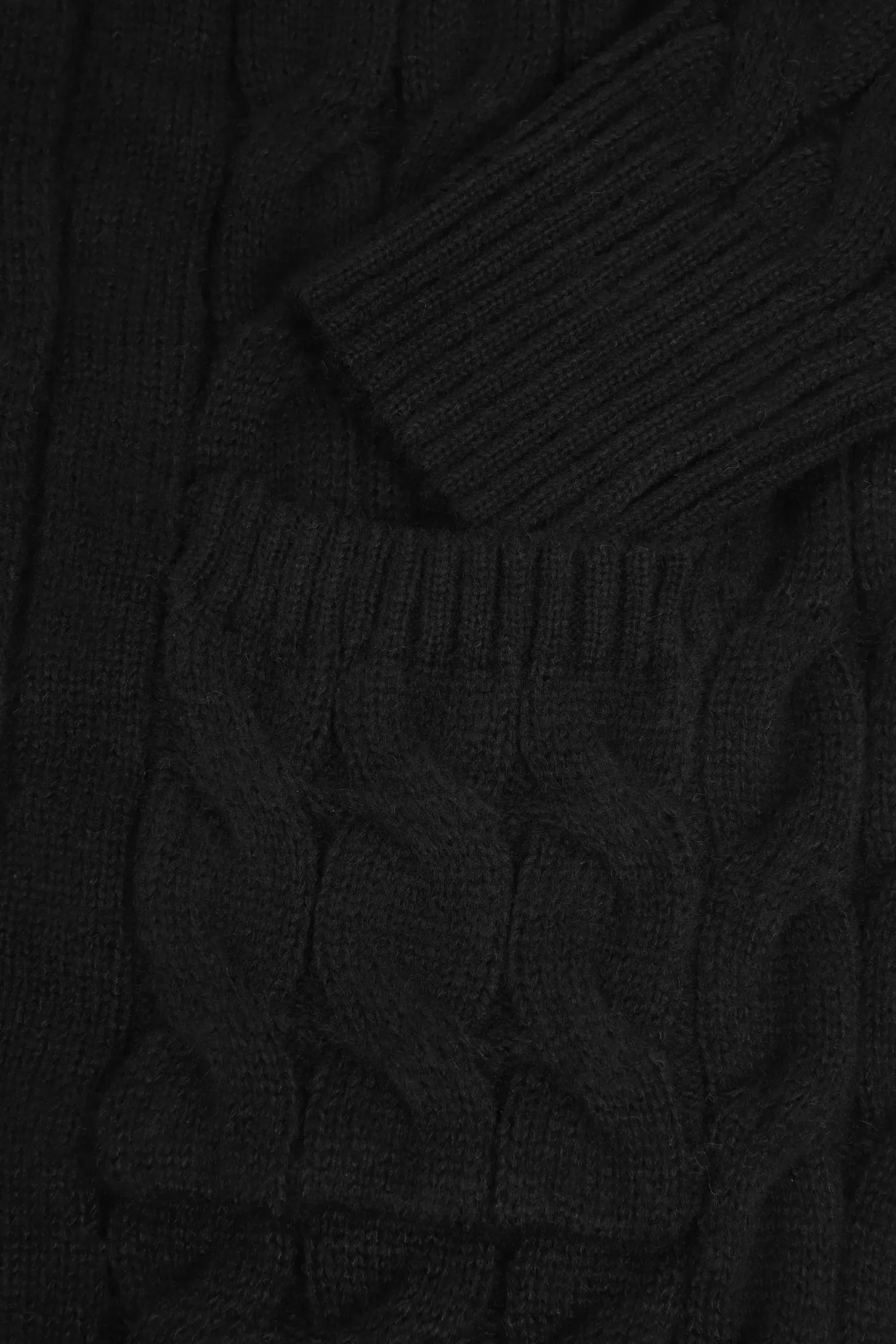 Women's Black Long Cardigan Cable Knit Deep V-Neck Casual Sweater Coat with Gold Button Pocket Mid-Length