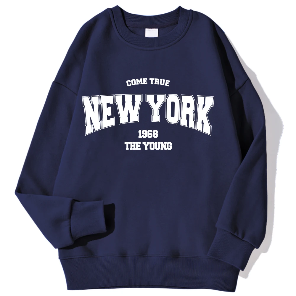 New York California Malibu Letter Sweatshirts Winter Women Casual Loose Hoodie Fleece Warm Crewneck Pullover Comfortable Clothes