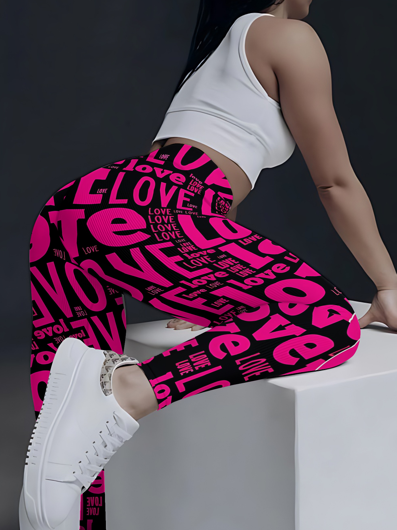 Women Legging Love Letter Pattern Printing Fitness Leggins Fashion Yoga Leggings Middle Waist Leggings Female Push-up