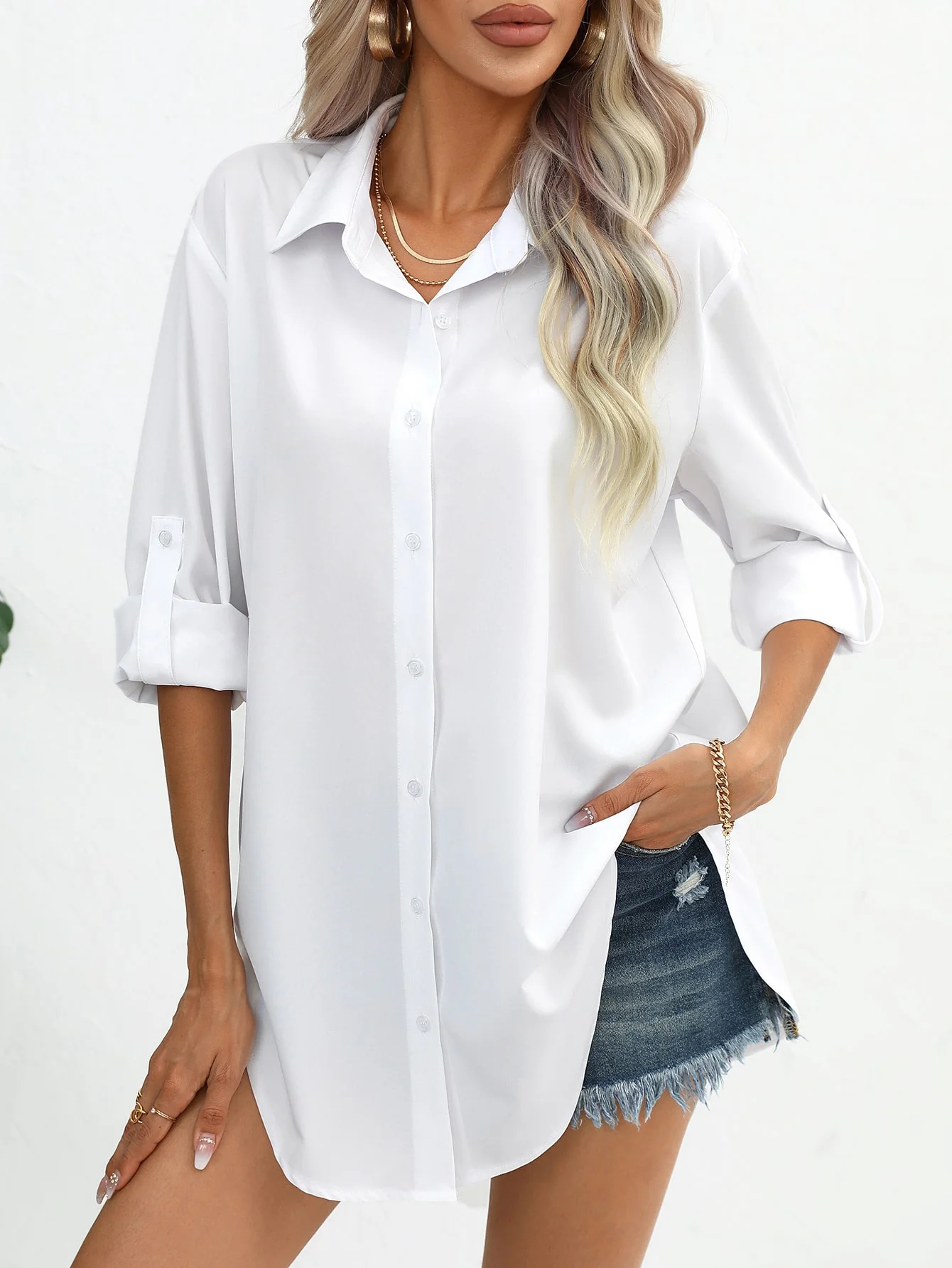 Women's Loose Casual Long-Sleeved Shirt Solid Color Spring Autumn Fashion Senior Sense Comfortable Fit Elegant Top