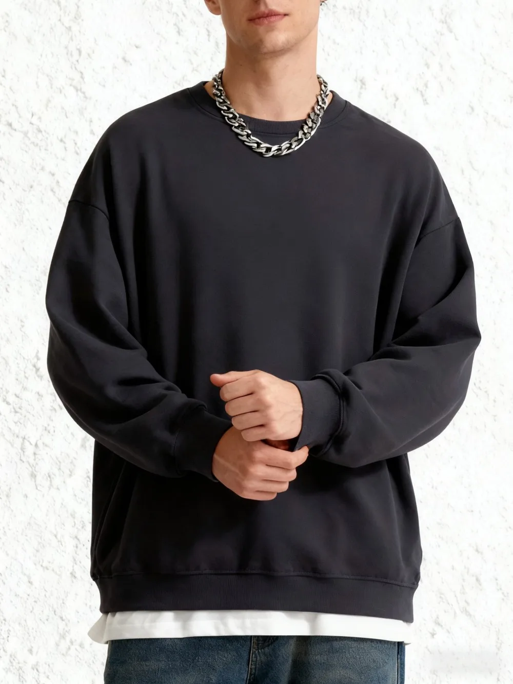 Men'S Solid Sweatshirts Autumn Winter Loose Fleece Soft Hoodies Basics Crewneck Warm Sportswears Street Casual Mens Clothes