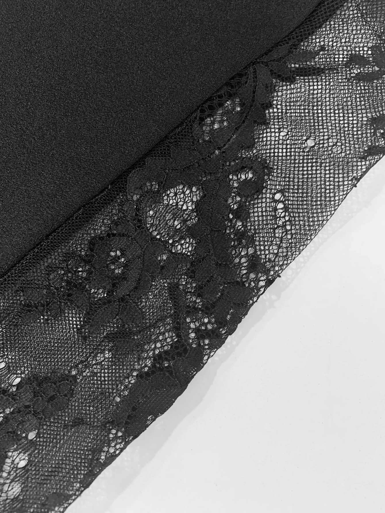 Women's plus size black elegant spring summer casual split lace patchwork loose elastic waist wide leg pants straight leg pants