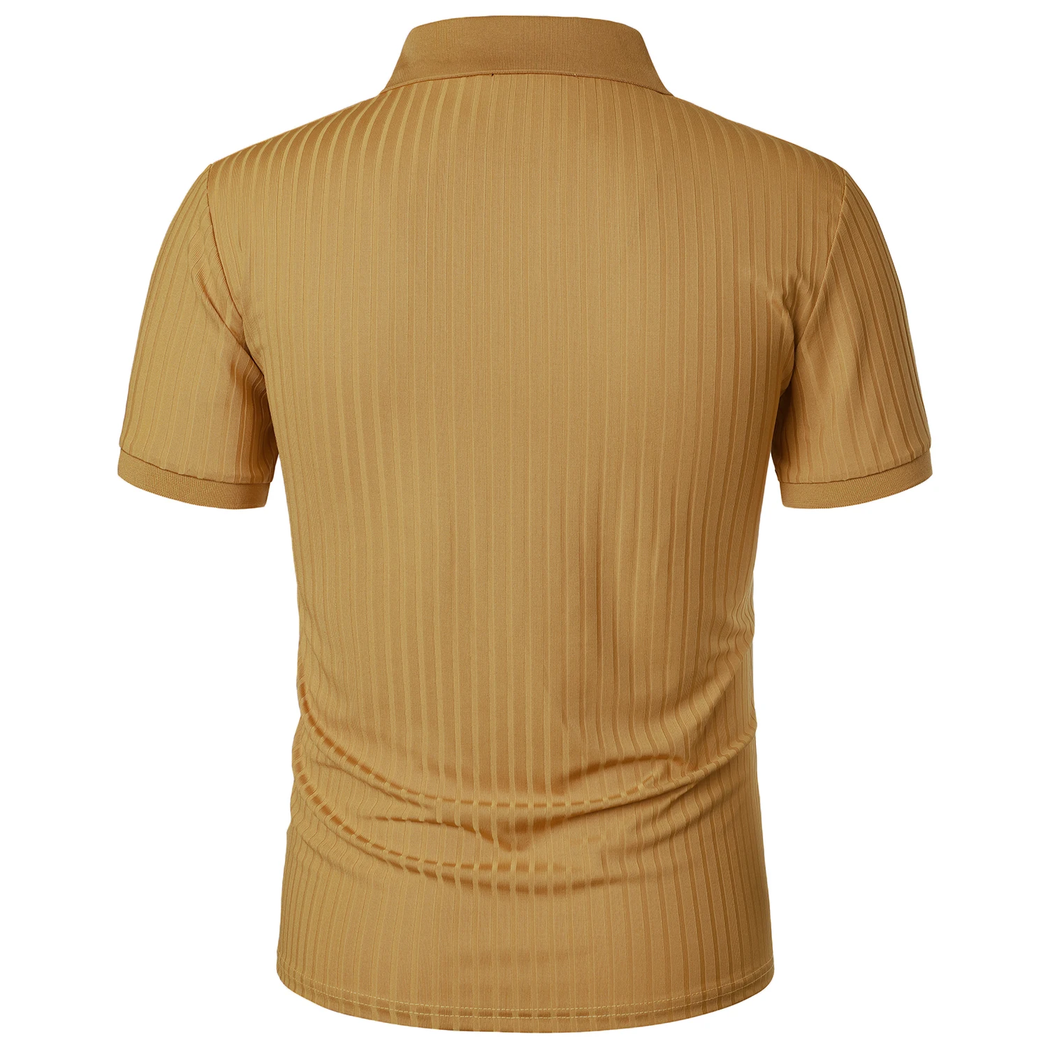 Men's running sports fitness wear summer high stretch vertical short-sleeved POLO shirt slim knit base shirt