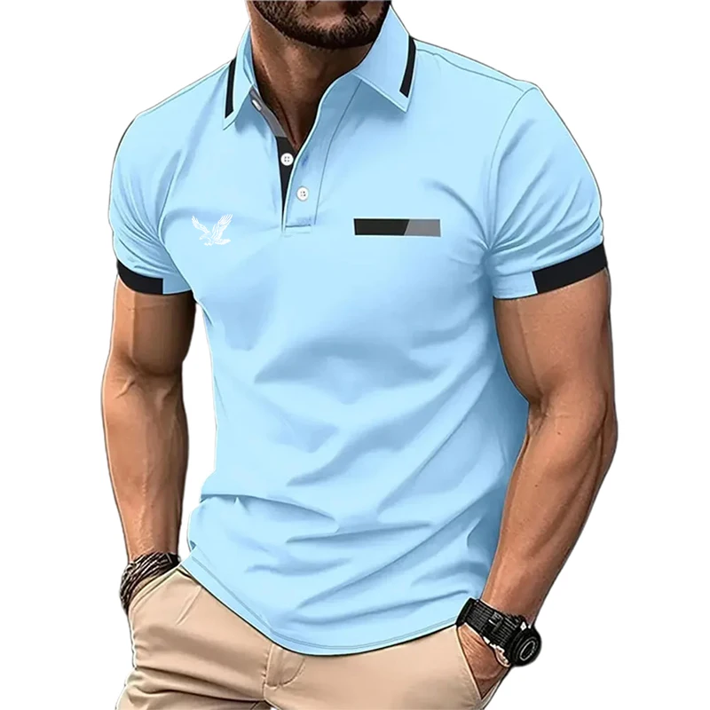 Men's Golf Shirt Golf Polo Work Casual Lapel Short Sleeve Basic Modern Color Block Patchwork Spring & Summer Regular Fit