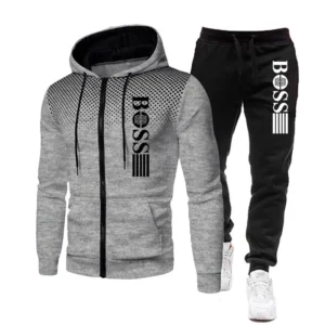 2025 New Men’s zippered hoodie + Casual Pants Set for Autumn and Winter fashion Fitness and Warm sportswear Two-piece set