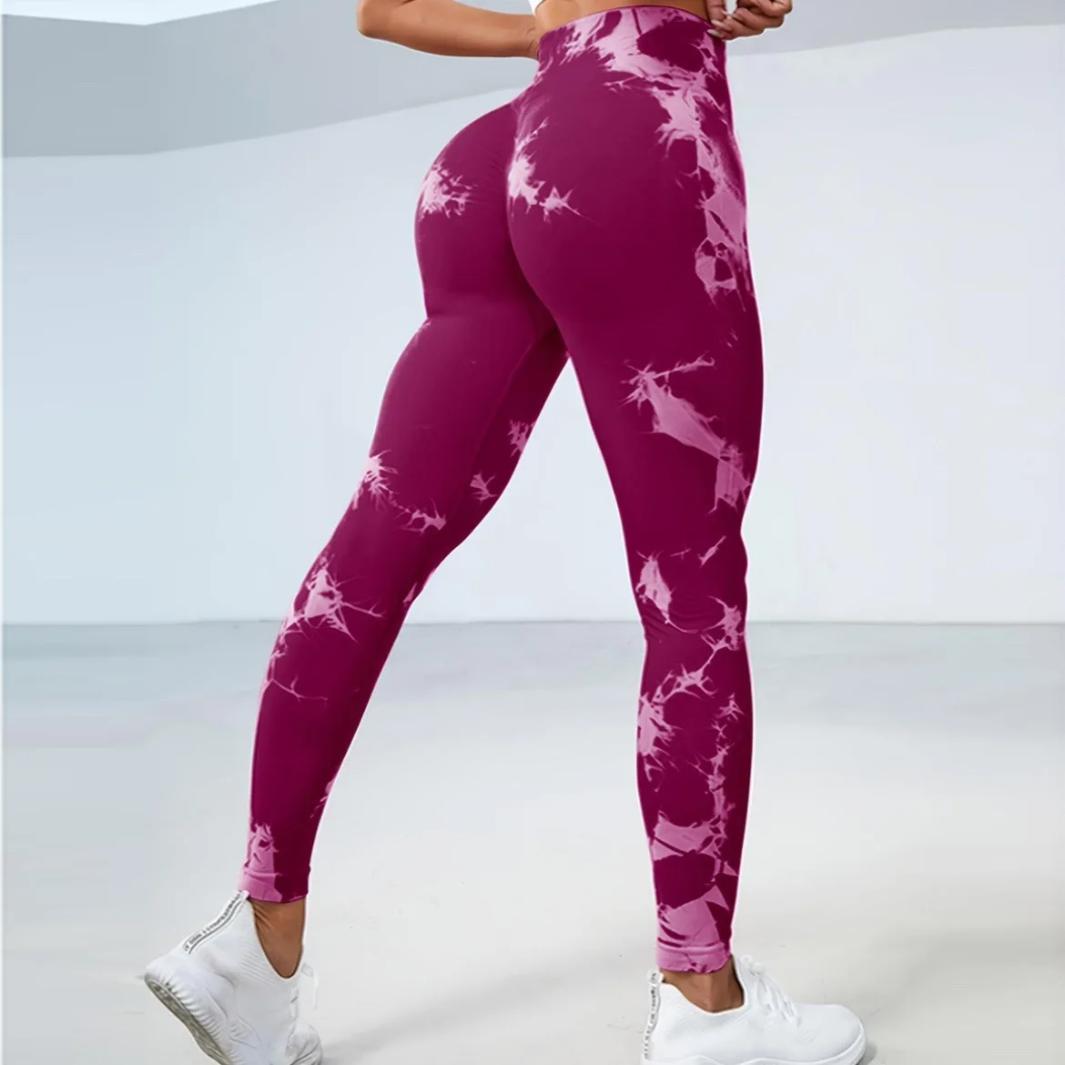 Tie-Dye Slim-Fit Peach Hip-Lifting Sports Yoga Leggings - Sexy, Butt-Enhancing for Fitness, Running & Training