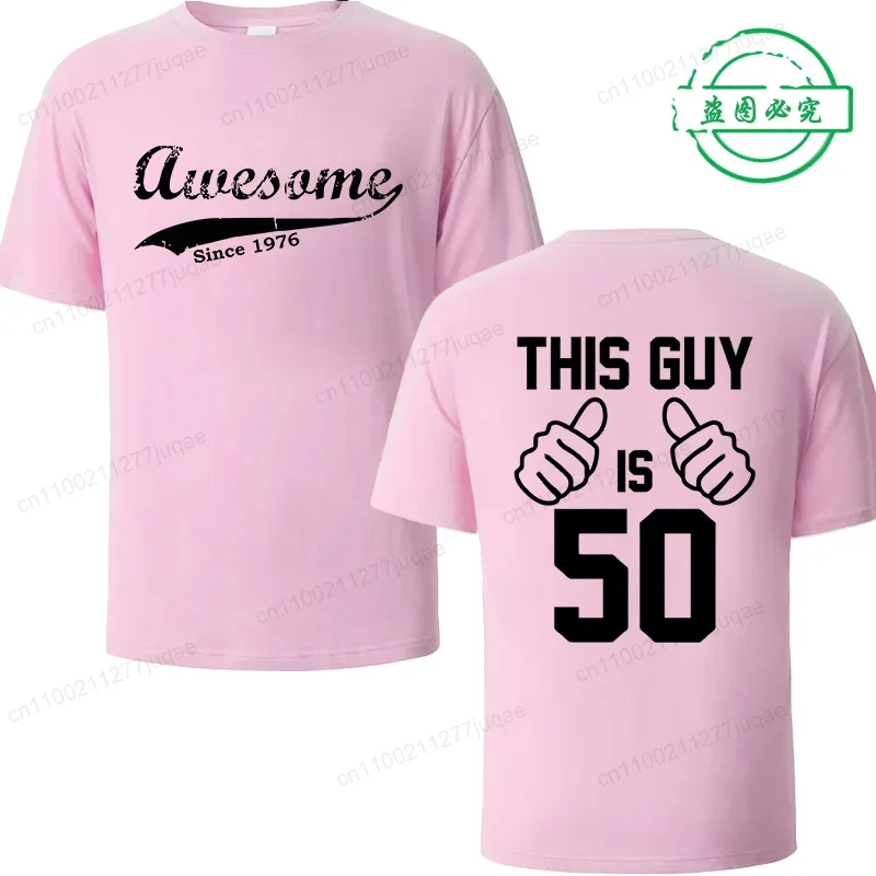 Unisex Casual Short Sleeve T-Shirt 'Awesome since 1976' Print Designer Tee Top for Men And Women WO01