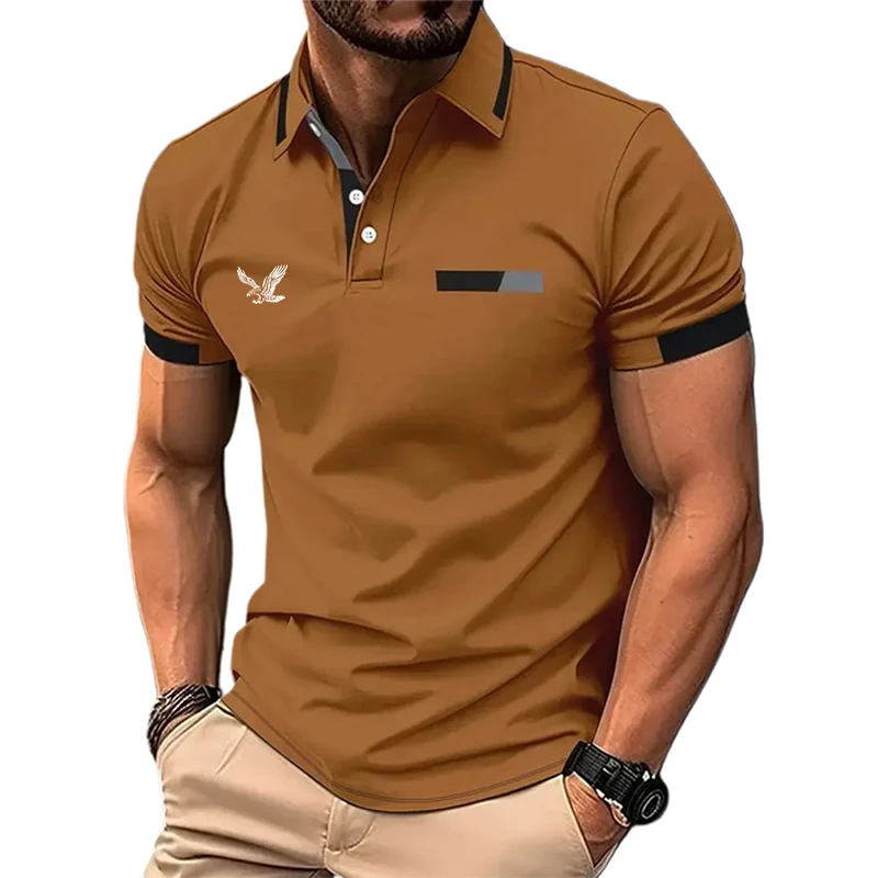 Men's Golf Shirt Golf Polo Work Casual Lapel Short Sleeve Basic Modern Color Block Patchwork Spring & Summer Regular Fit
