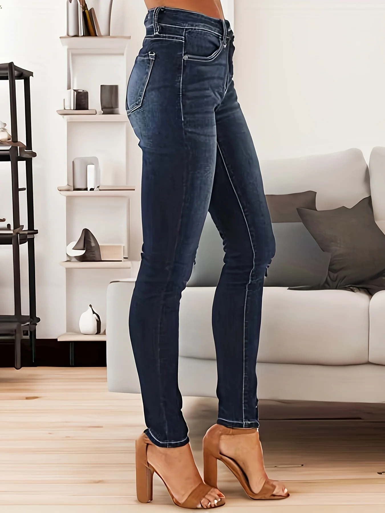 Women's high-elastic slim-fit jeans Spice Girls fashionable casual jeans