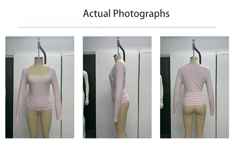 Women's Long Sleeve Tops Casual Scoop Neck Ribbed Knit Slim Fitted Basic Tee Shirts Trendy Spring Outfits