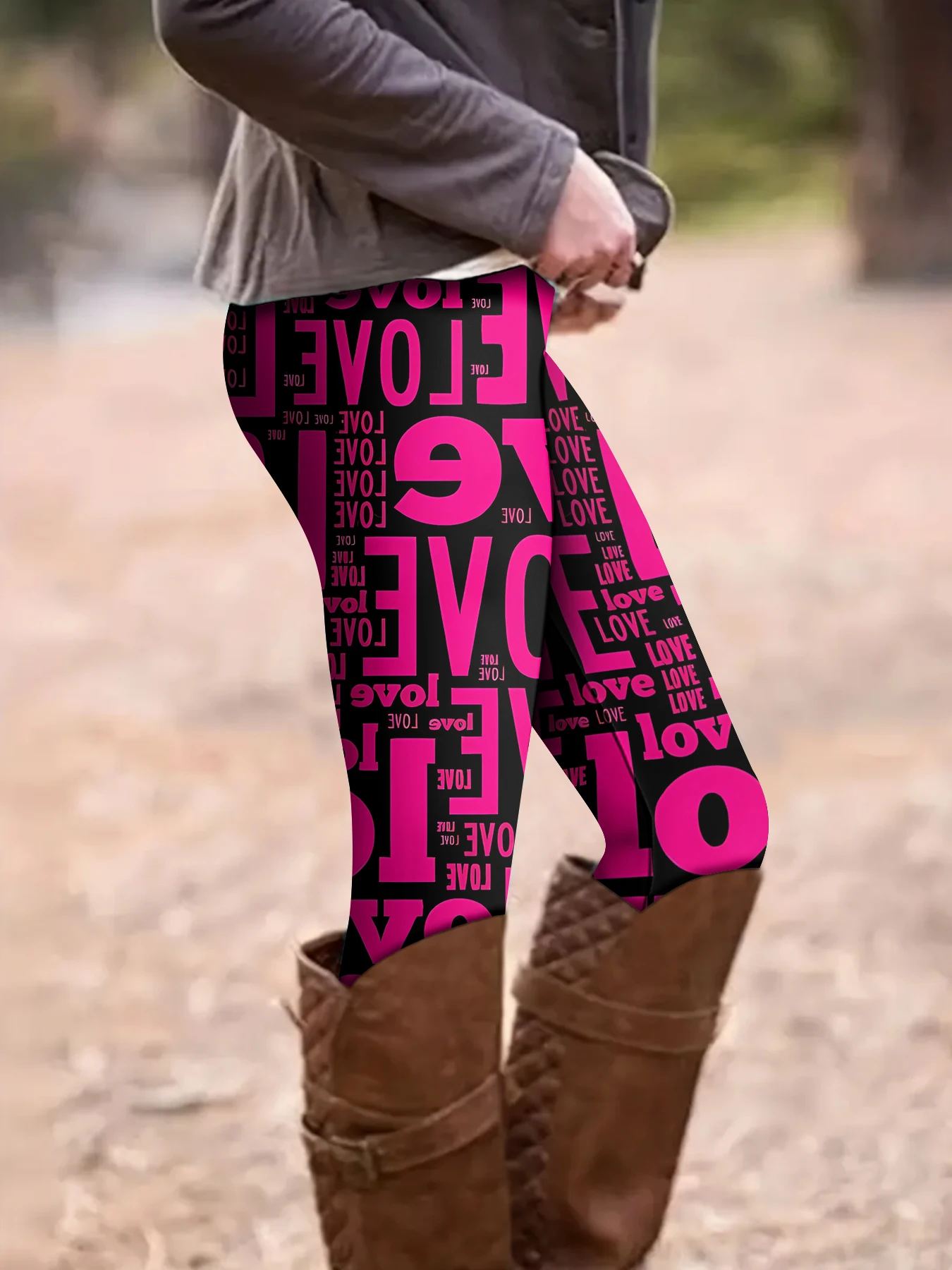 Women Legging Love Letter Pattern Printing Fitness Leggins Fashion Yoga Leggings Middle Waist Leggings Female Push-up