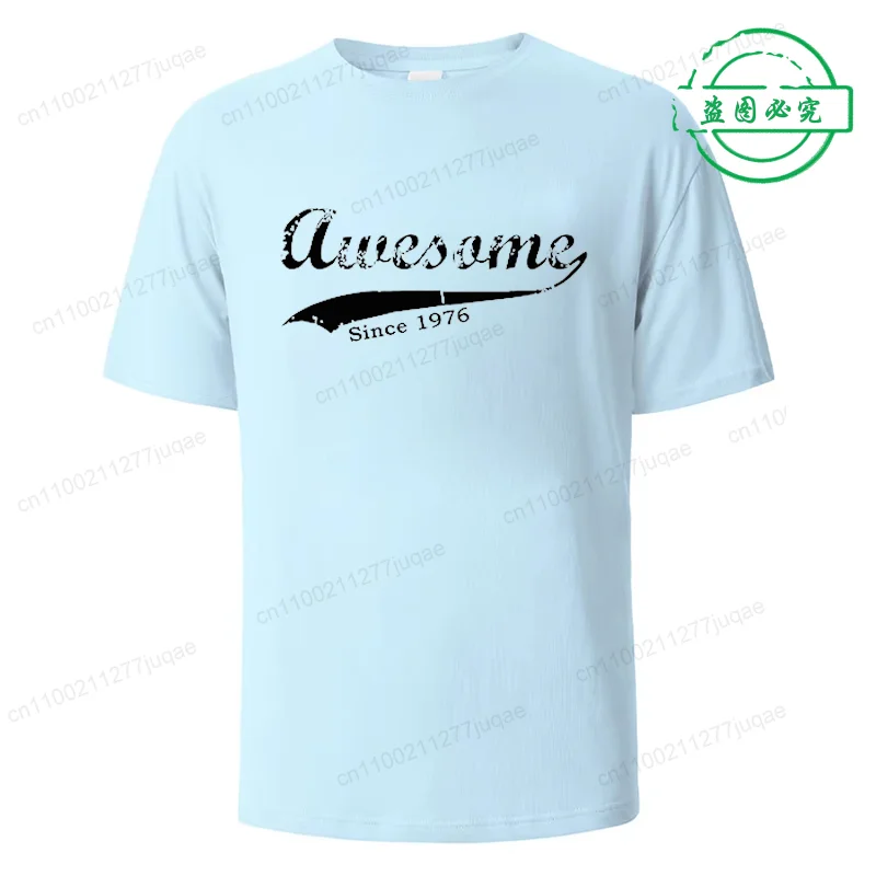 Unisex Casual Short Sleeve T-Shirt 'Awesome since 1976' Print Designer Tee Top for Men And Women WO01
