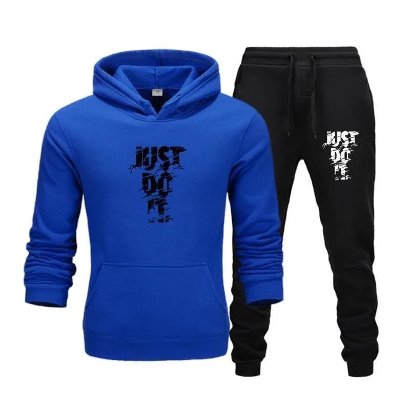 Men's fashion set daily casual hooded sweatshirt and comfortable sports pants