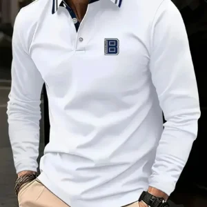 The new men’s long-sleeved POLO shirt for Spring and Autumn 2025 is casual comfortable and soft with 3D pattern printing