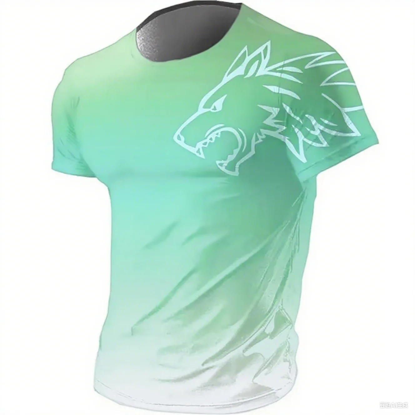 T-shirts for men fitness sportswear 2024 Summer Vintage Men's 3d Printed Quick-Drying Gradient T-shirt Animal Wolf Short Sleeve