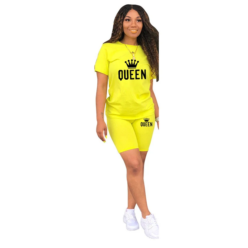 Summer Womens Tracksuit Queen Printing  T-Shirt+Shorts 2 Piece Sets Fashion Casual Sportswear Clothing Luxury Jogging Short Suit