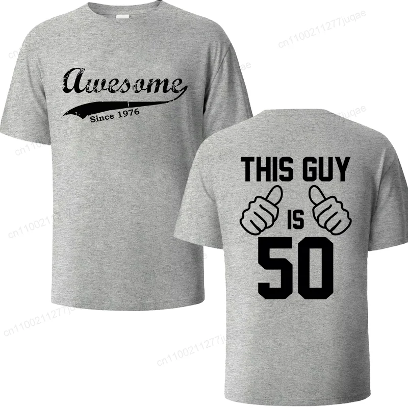 Unisex Casual Short Sleeve T-Shirt 'Awesome since 1976' Print Designer Tee Top for Men And Women WO01