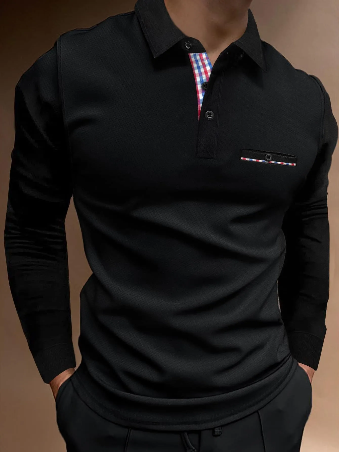 The new men's long-sleeved POLO shirt for Spring and Autumn 2025 is casual and comfortable with 3D letter pattern printing