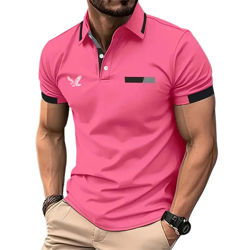 Men's Golf Shirt Golf Polo Work Casual Lapel Short Sleeve Basic Modern Color Block Patchwork Spring & Summer Regular Fit