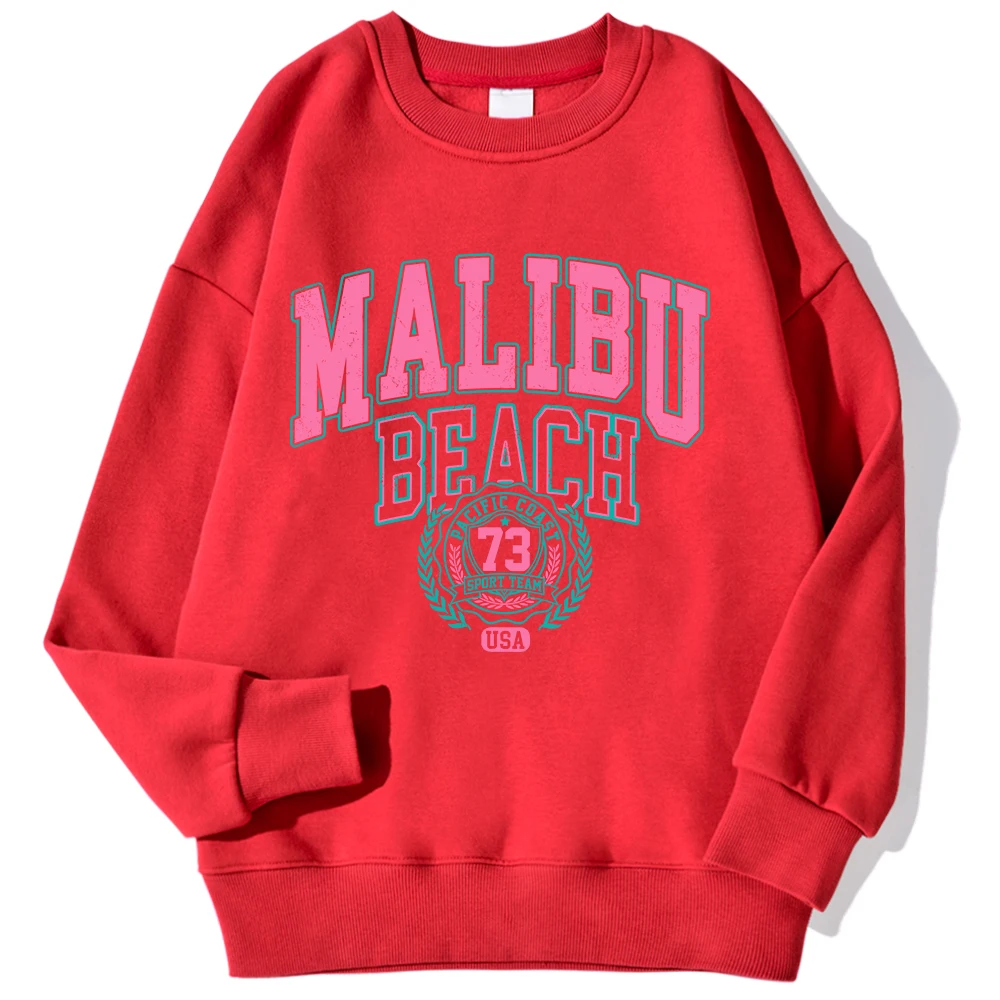 New York California Malibu Letter Sweatshirts Winter Women Casual Loose Hoodie Fleece Warm Crewneck Pullover Comfortable Clothes