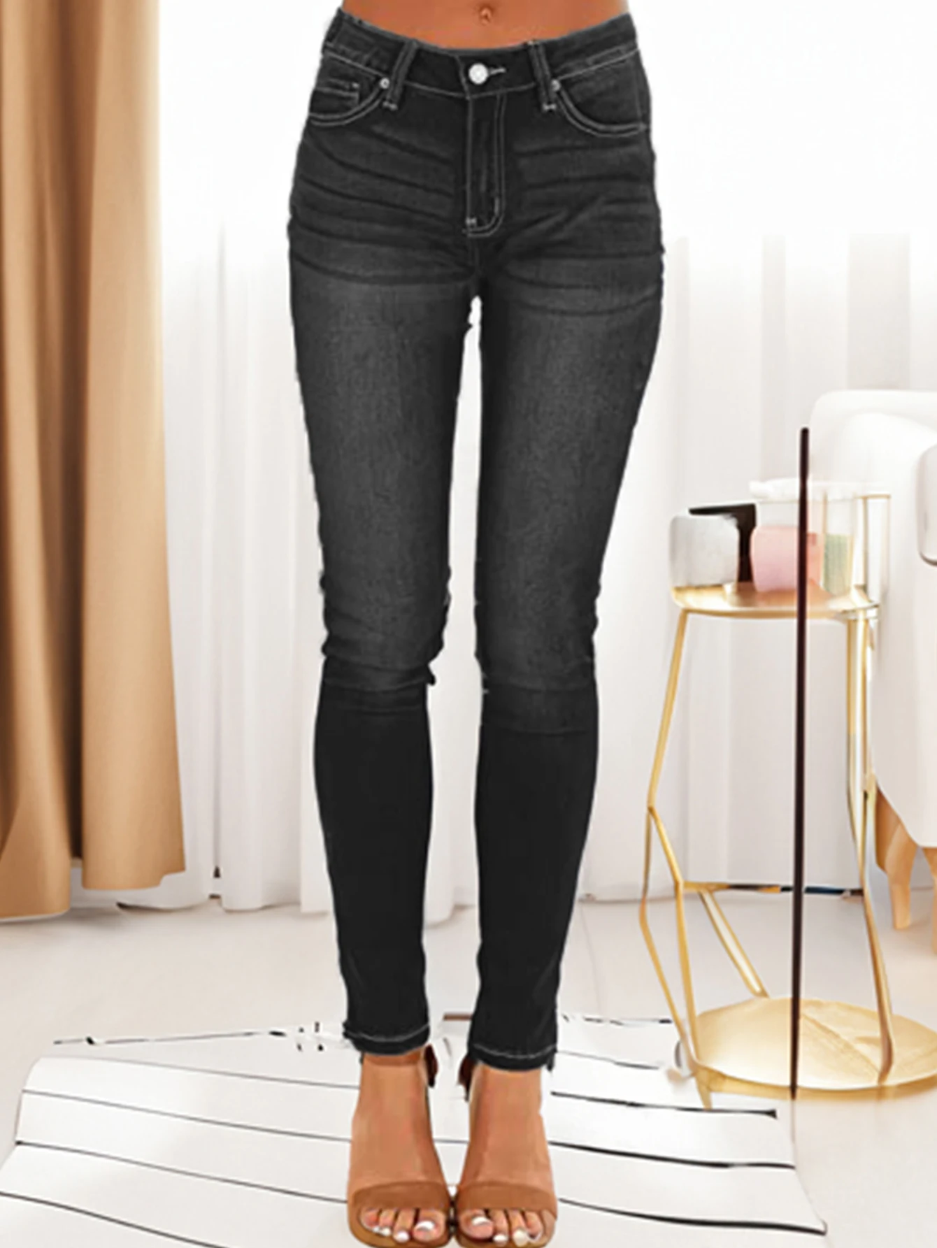 Women's high-elastic slim-fit jeans Spice Girls fashionable casual jeans