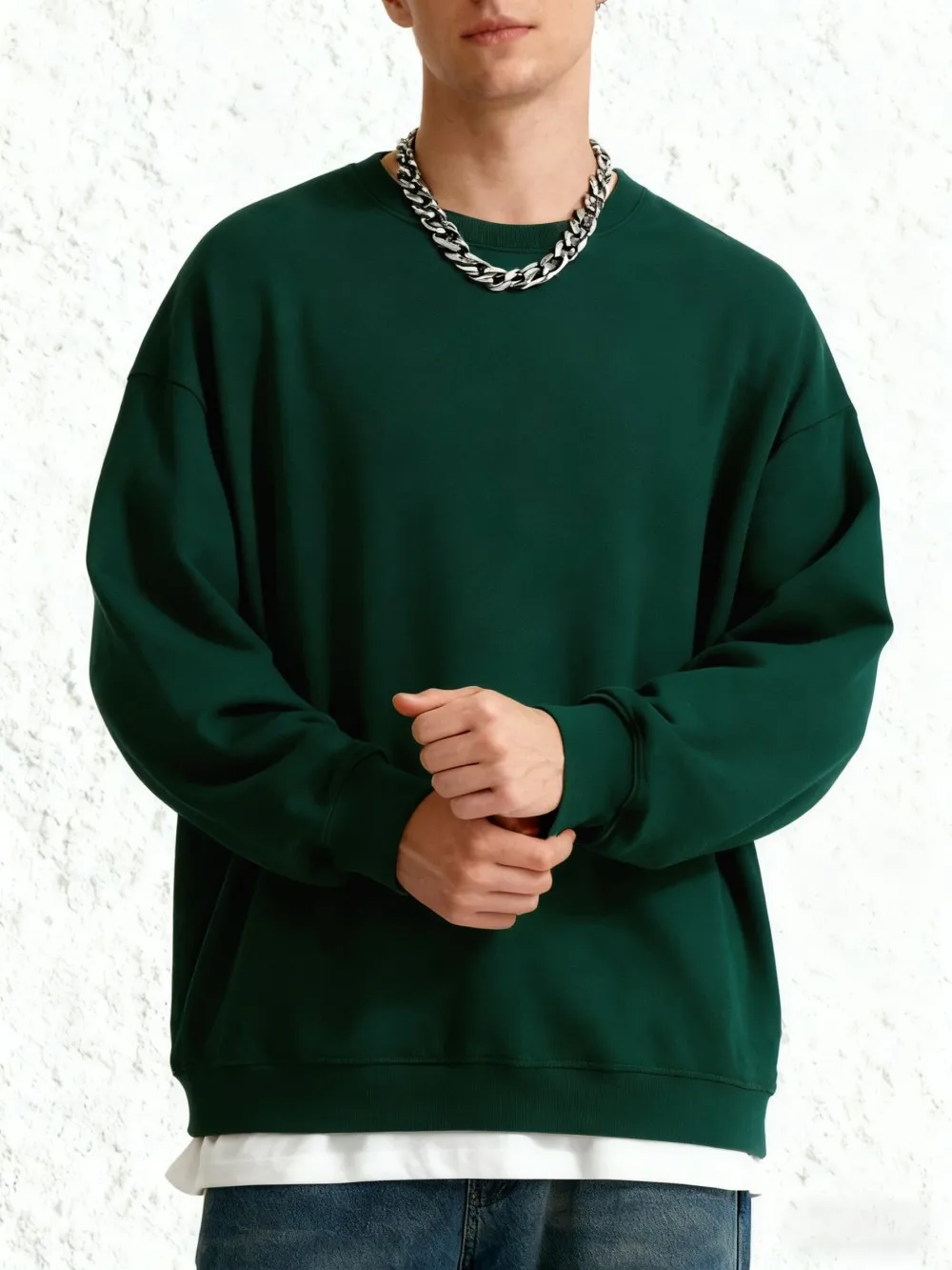 Men'S Solid Sweatshirts Autumn Winter Loose Fleece Soft Hoodies Basics Crewneck Warm Sportswears Street Casual Mens Clothes