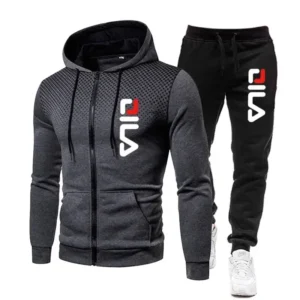 Mens Tracksuits+Sweatpants Two Pieces Suits 2025 Winter Print Zipper Hooded Sweatshirt Casual Fitness Jogging Sports Pants Sets